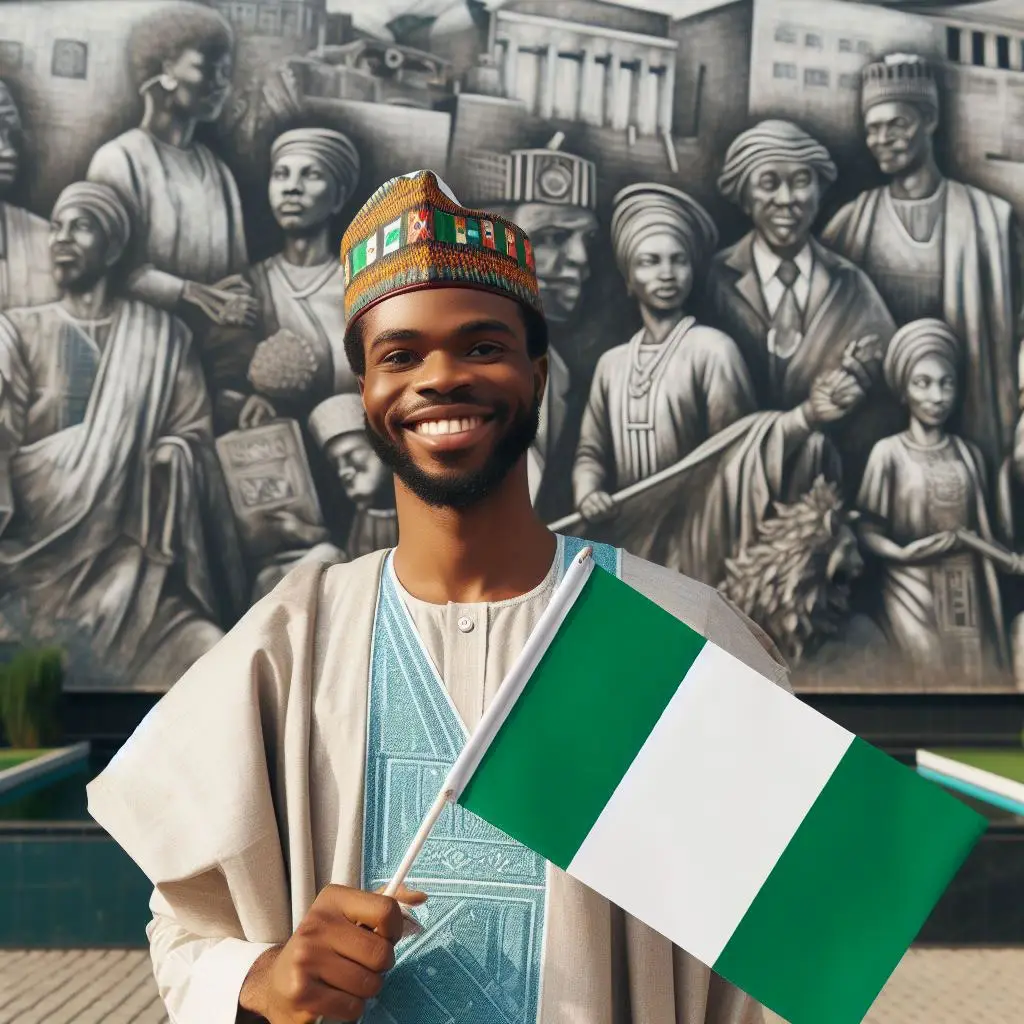 A man from Nigeria holding the Nigerian flag