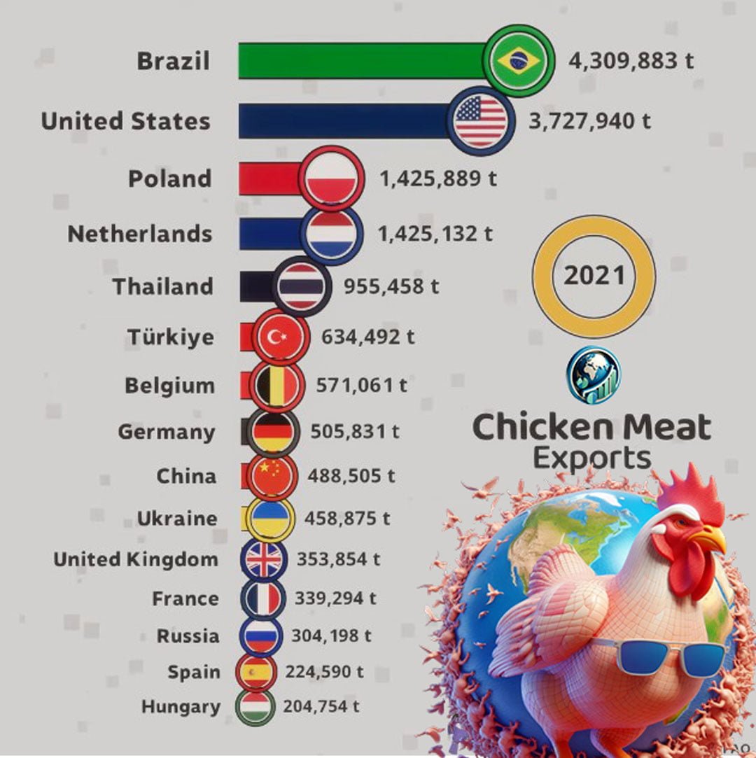 the largest exporters of chicken meat in the world