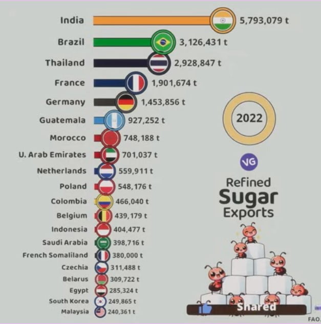 The Largest Sugar Exporters in the World