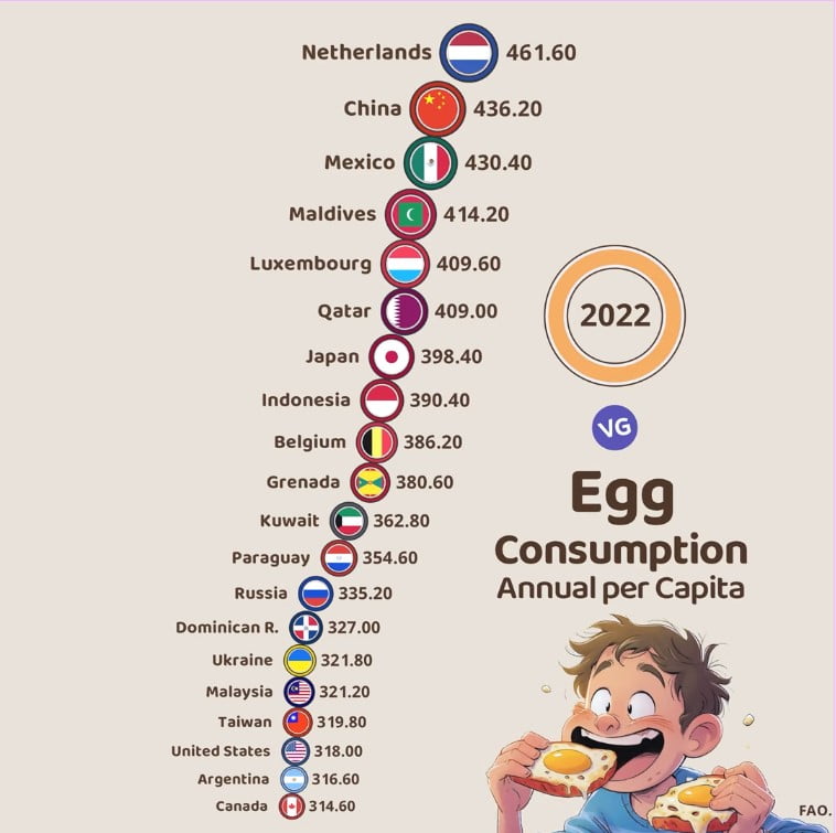 The Largest Consumers of Eggs in the World 2022