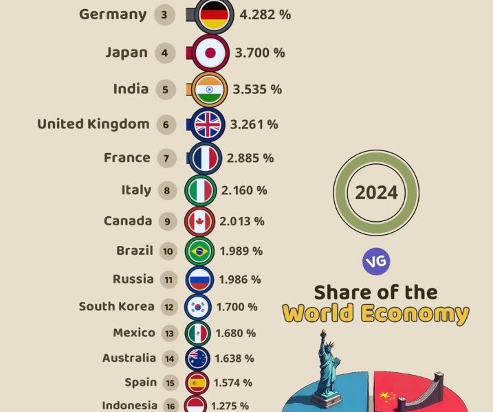 The Largest Economies in the World by Percentage of Global GDP 2024