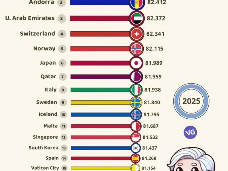 Top 20 Countries for Male Life Expectancy (2025)