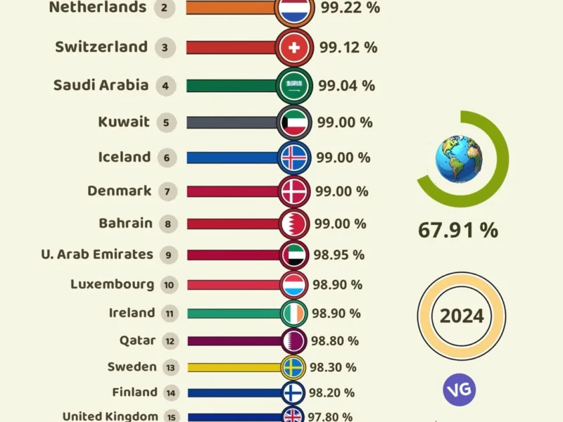 🌐 Top 20 Countries with the Highest Internet Access (2024) 📶