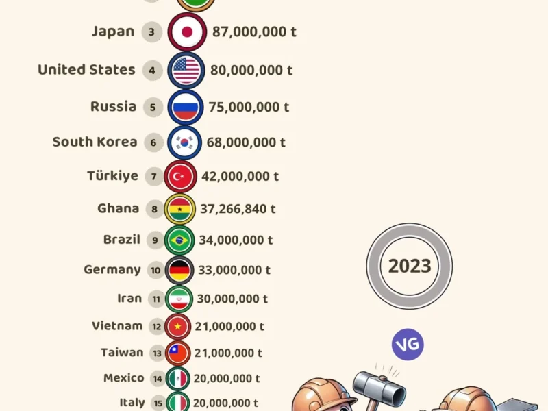 🌍 Top 20 Steel-Producing Countries (2023) 🏗️